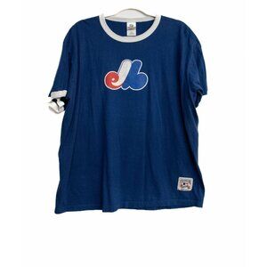 Bulletin Mens Blue White Trim T Shirt Graphic Crewneck Pullover Short Sleeve XL